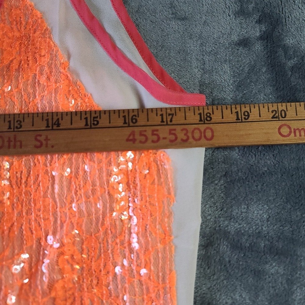 *NWT* MISS ME Lace Layered Orange Sleeveless Tank Women's  Top Size L - Picture 8 of 12